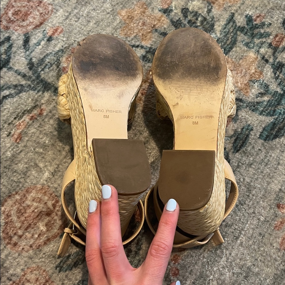 Marc Fisher Steel Raffia Platform Sandals - Picture 3 of 6